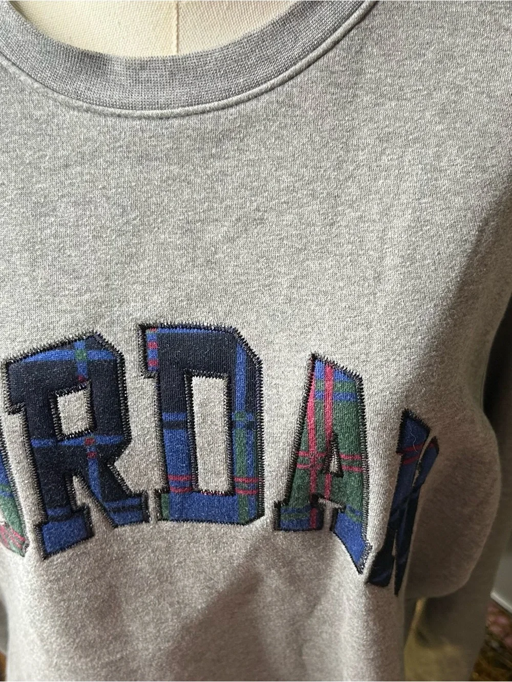 Jordan Grey Crewneck with Multicolor Embroidered Logo